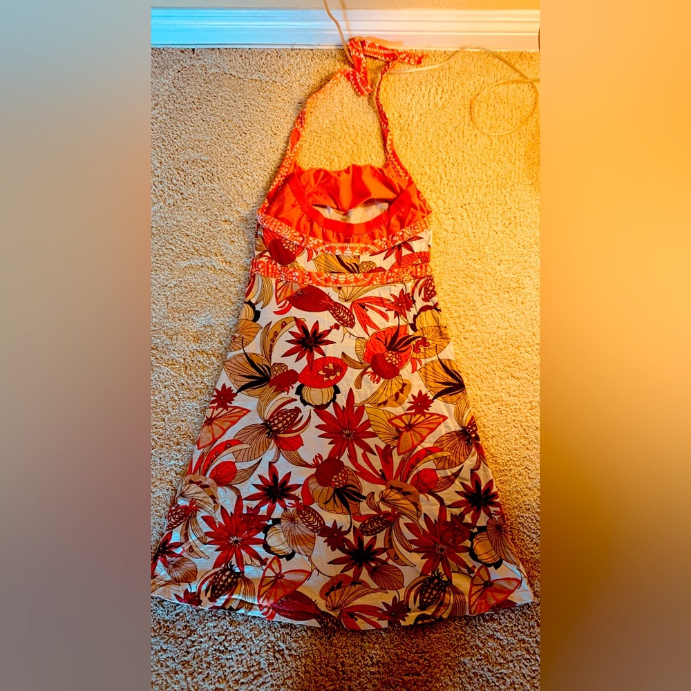 Patagonia Womens Dress Margo Floral Stretch Coral Orange L